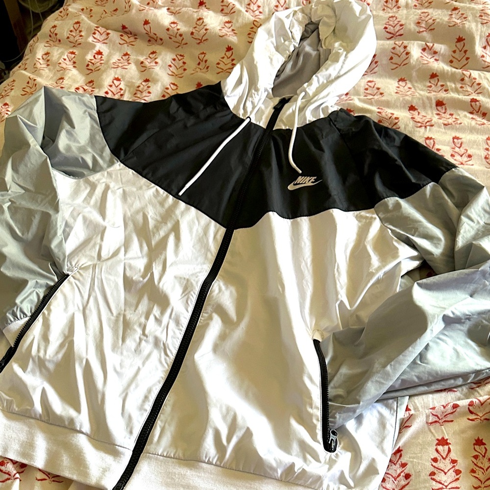 Nike Monochrome Hooded “Windrunner” HD Jacket - black, white and gray